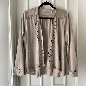 Soft Surroundings Faux Suede Cutout Design Cardigan
